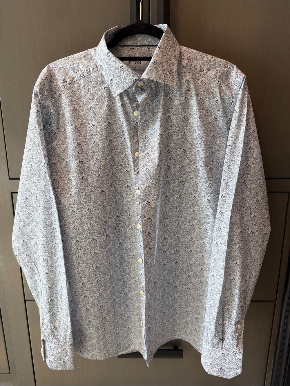 Eton Men's Blue Paisley Button-Down Dress Shirt (Size: 16 1/2, Slim)
